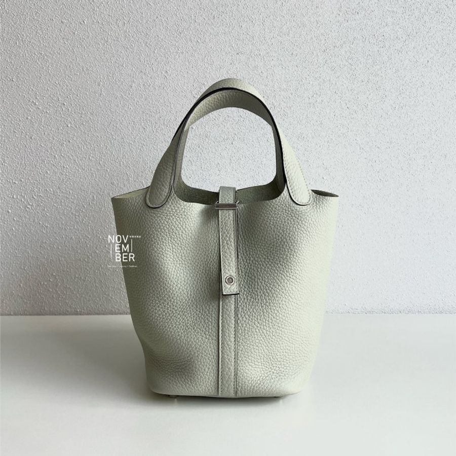 閒置全新💖 全配有購證🙌🏻 Hermès 愛馬仕 Picotin18 冰晶灰銀釦-2