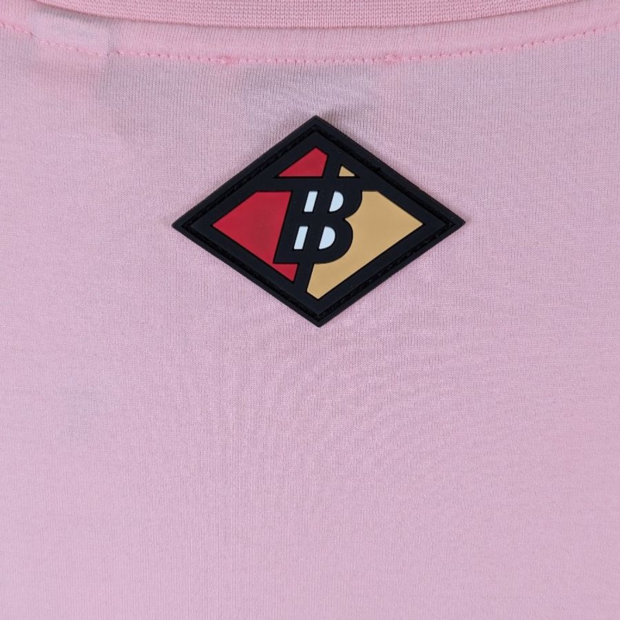 莉亞精品♡Burberry 粉橘拼色徽章短袖 尺碼L 二手美品-6