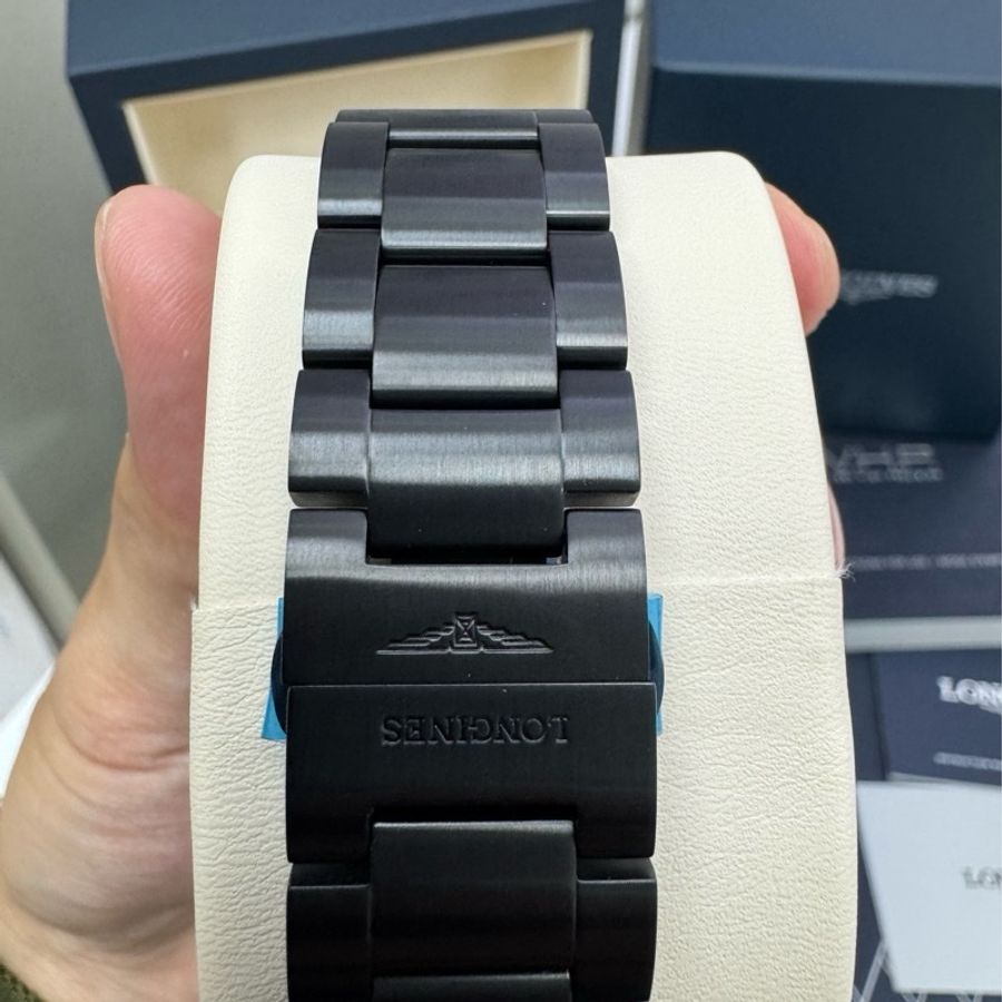 Longines 浪琴錶 石英錶 黑鋼錶帶 藍色錶盤-9