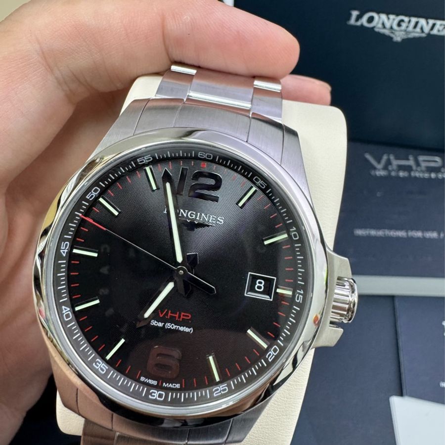 Longines 浪琴錶 高精準石英 黑色面盤 瑞士錶-5