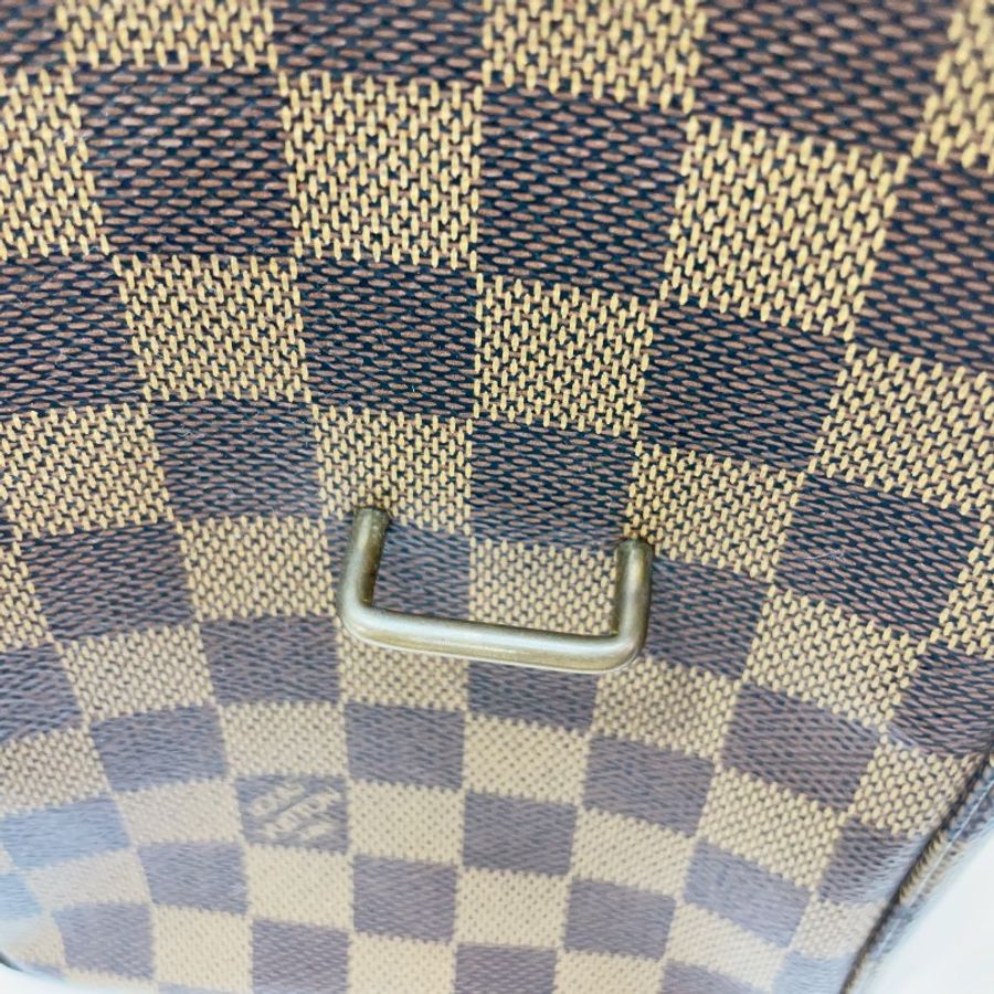 LV 棋盤格咖牛皮下蓋雙插釦手提斜背郭富城包-12