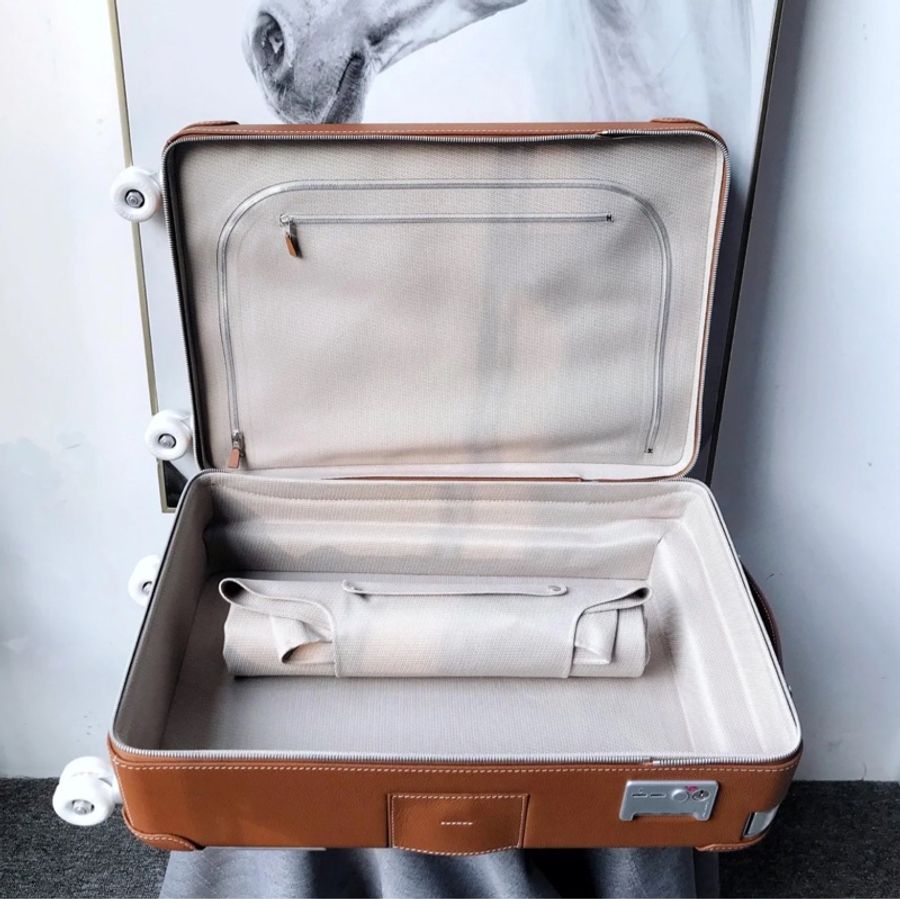 Hermes 金棕色全皮登機箱-6