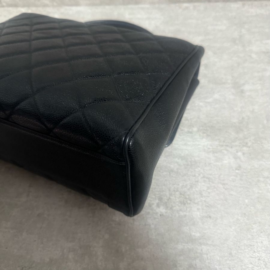 正品 Chanel vintage 黑金荔枝皮Kelly包-9