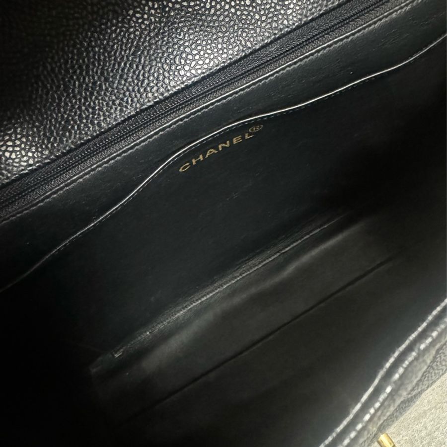 正品 Chanel vintage 黑金荔枝皮Kelly包-11