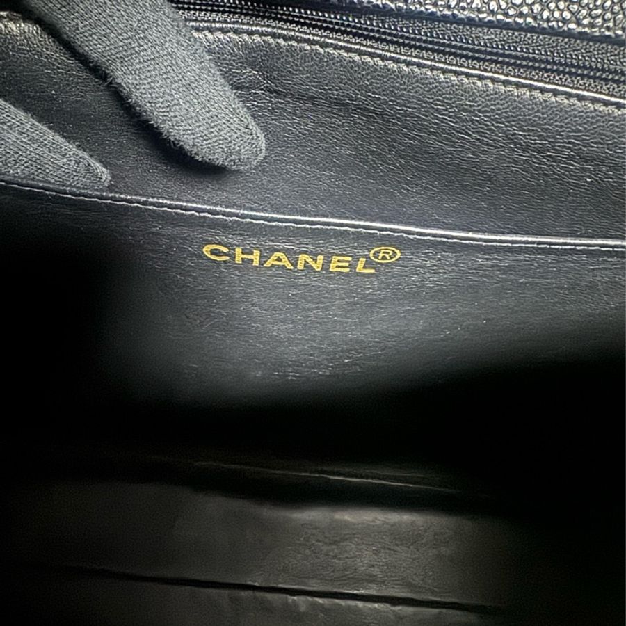 正品 Chanel vintage 黑金荔枝皮Kelly包-16