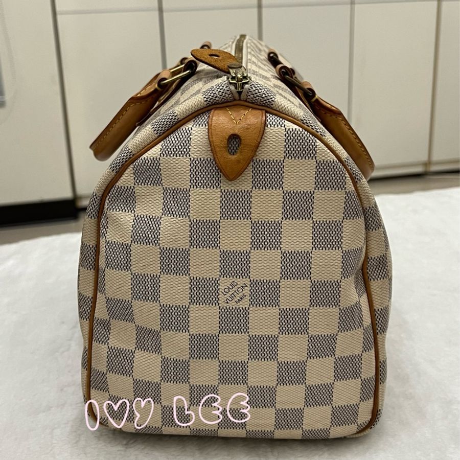 LOUIS VUITTON Speedy 30 Damier Azur 白色棋盤格 手提包 N41370 正品 二手精品-2
