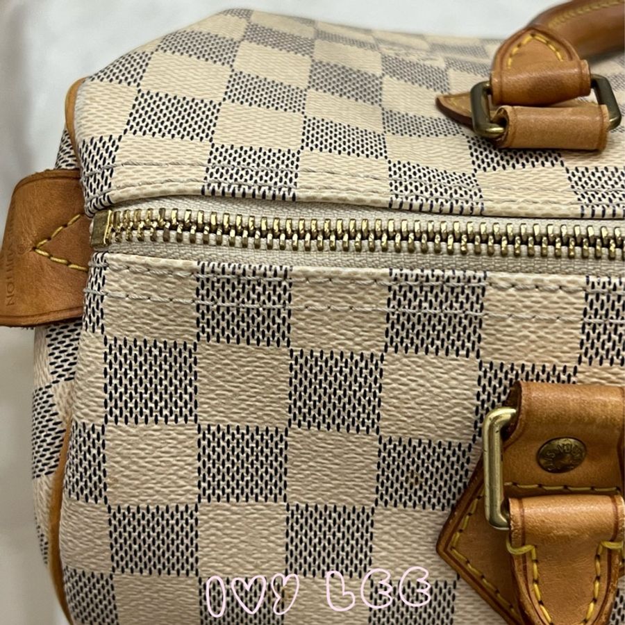 LOUIS VUITTON Speedy 30 Damier Azur 白色棋盤格 手提包 N41370 正品 二手精品-4