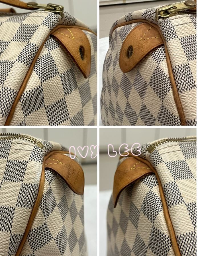LOUIS VUITTON Speedy 30 Damier Azur 白色棋盤格 手提包 N41370 正品 二手精品-16