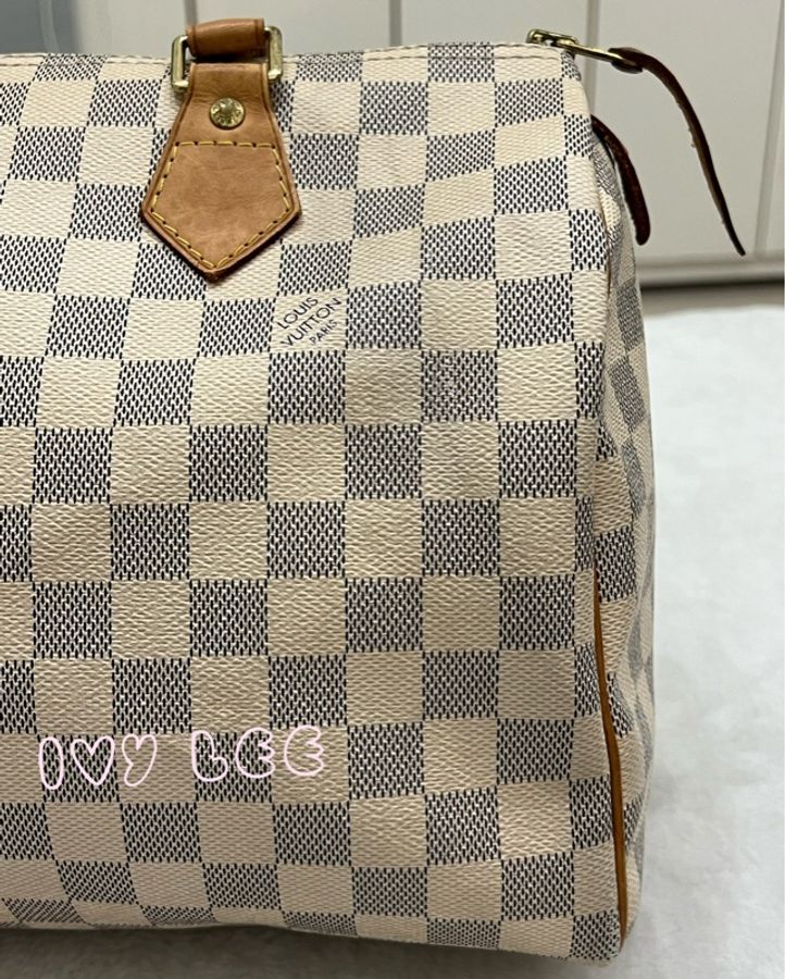 LOUIS VUITTON Speedy 30 Damier Azur 白色棋盤格 手提包 N41370 正品 二手精品-24