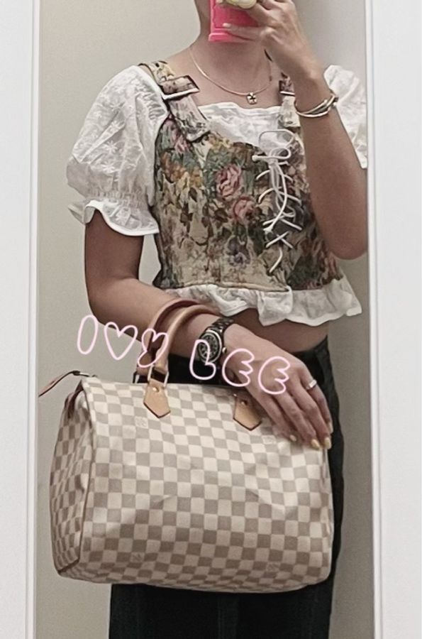 LOUIS VUITTON Speedy 30 Damier Azur 白色棋盤格 手提包 N41370 正品 二手精品-29