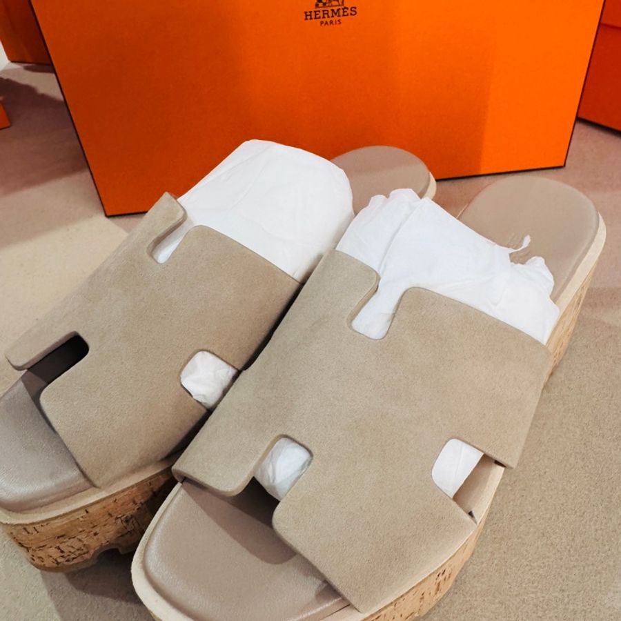 愛馬仕(Hermès) 全新 Eze 30 山羊絨面革涼鞋/厚底鞋36號-0