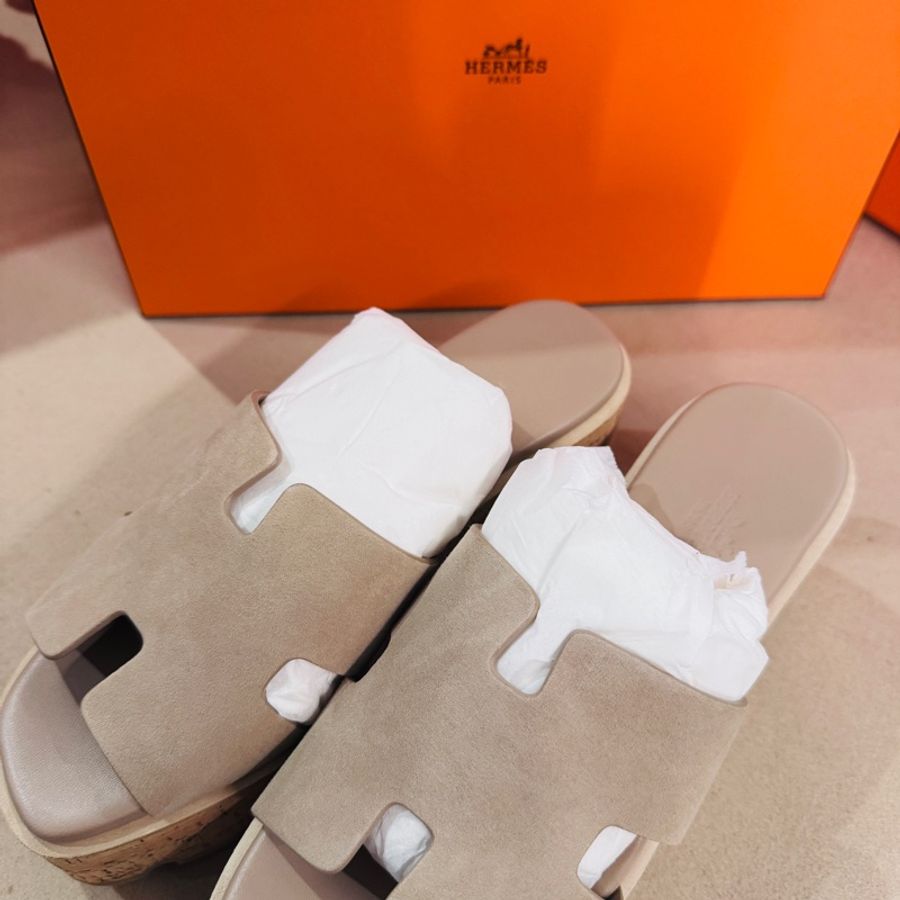 愛馬仕(Hermès) 全新 Eze 30 山羊絨面革涼鞋/厚底鞋36號-1