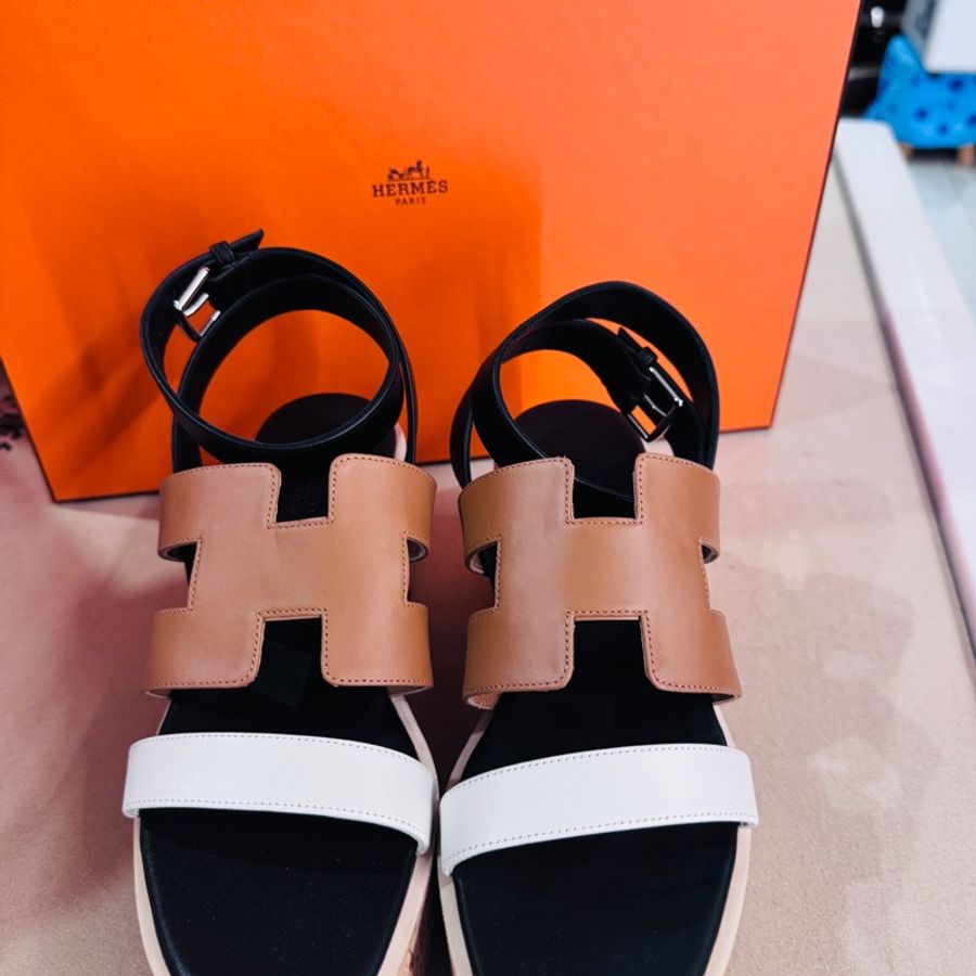 (Hermès) 全新愛馬仕的Havane 30 軟木坡跟涼鞋、厚底鞋36號-0