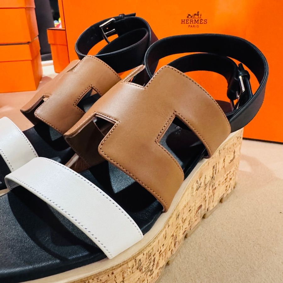 (Hermès) 全新愛馬仕的Havane 30 軟木坡跟涼鞋、厚底鞋36號-6
