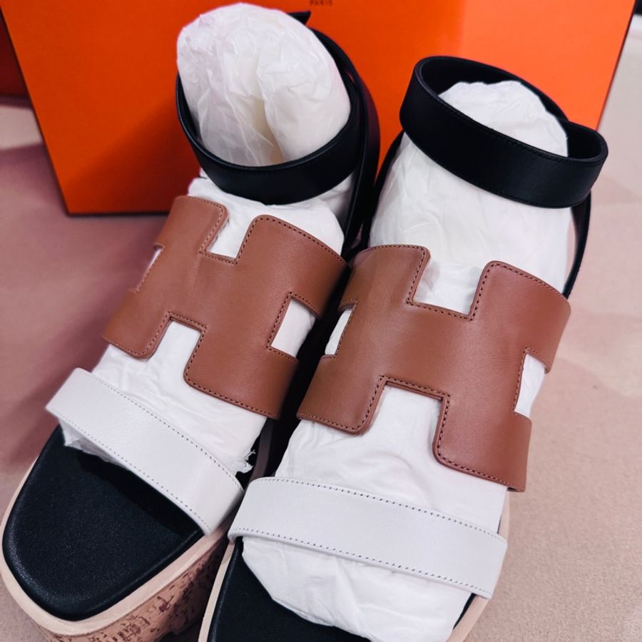 (Hermès) 全新愛馬仕的Havane 30 軟木坡跟涼鞋、厚底鞋36號-9