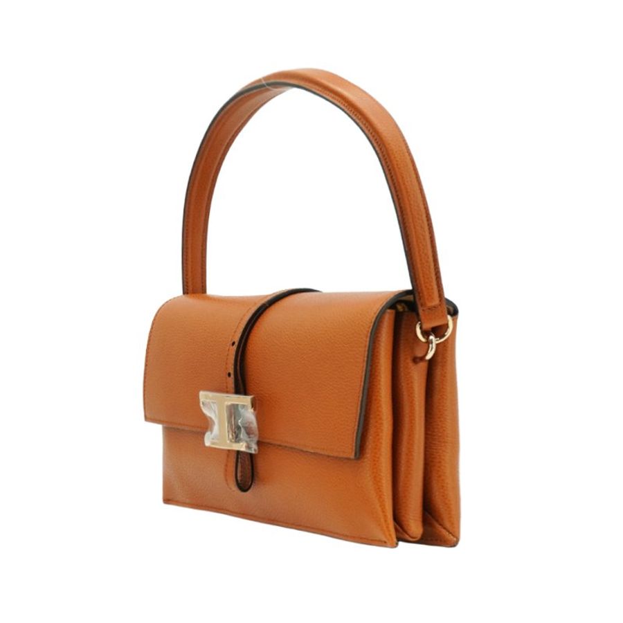 Tod'S T Timeless 小牛皮翻蓋三層迷你二用包(棕)-1