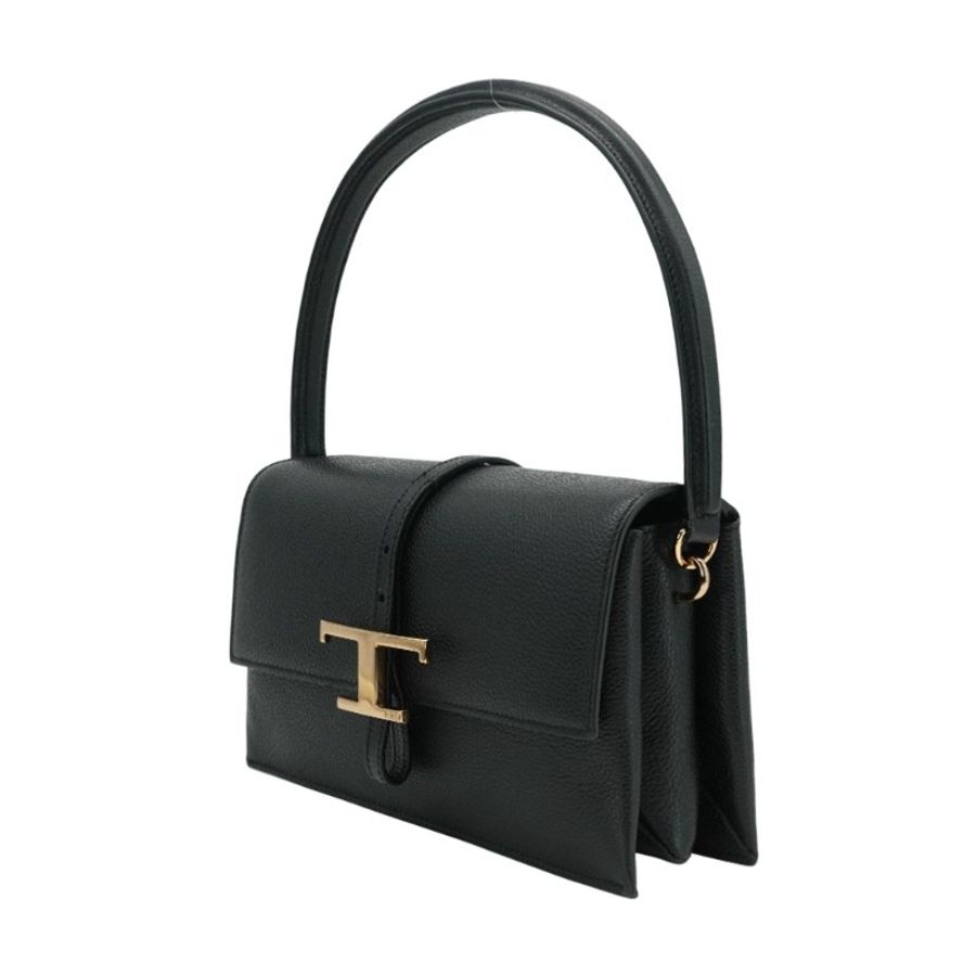 Tod'S T Timeless 小牛皮翻蓋三層迷你二用包(黑)-3
