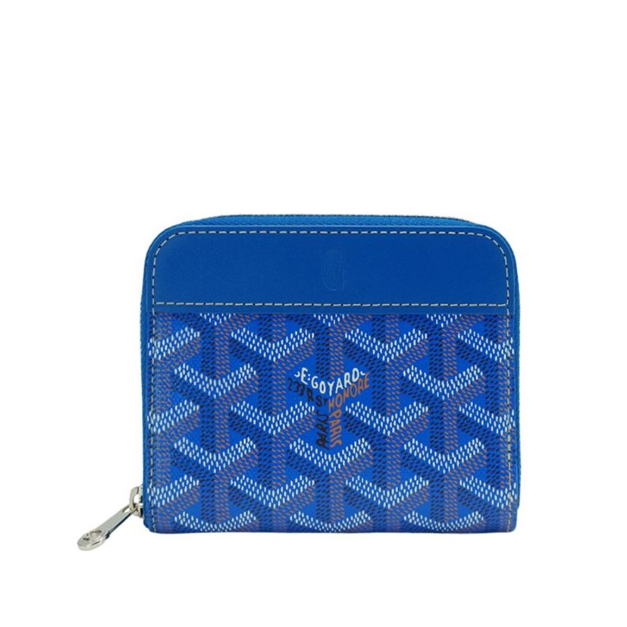 Goyard Matignon PM 帆布拉鍊多夾層零錢包(藍)-0