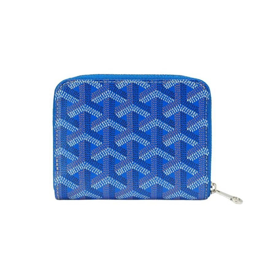 Goyard Matignon PM 帆布拉鍊多夾層零錢包(藍)-2
