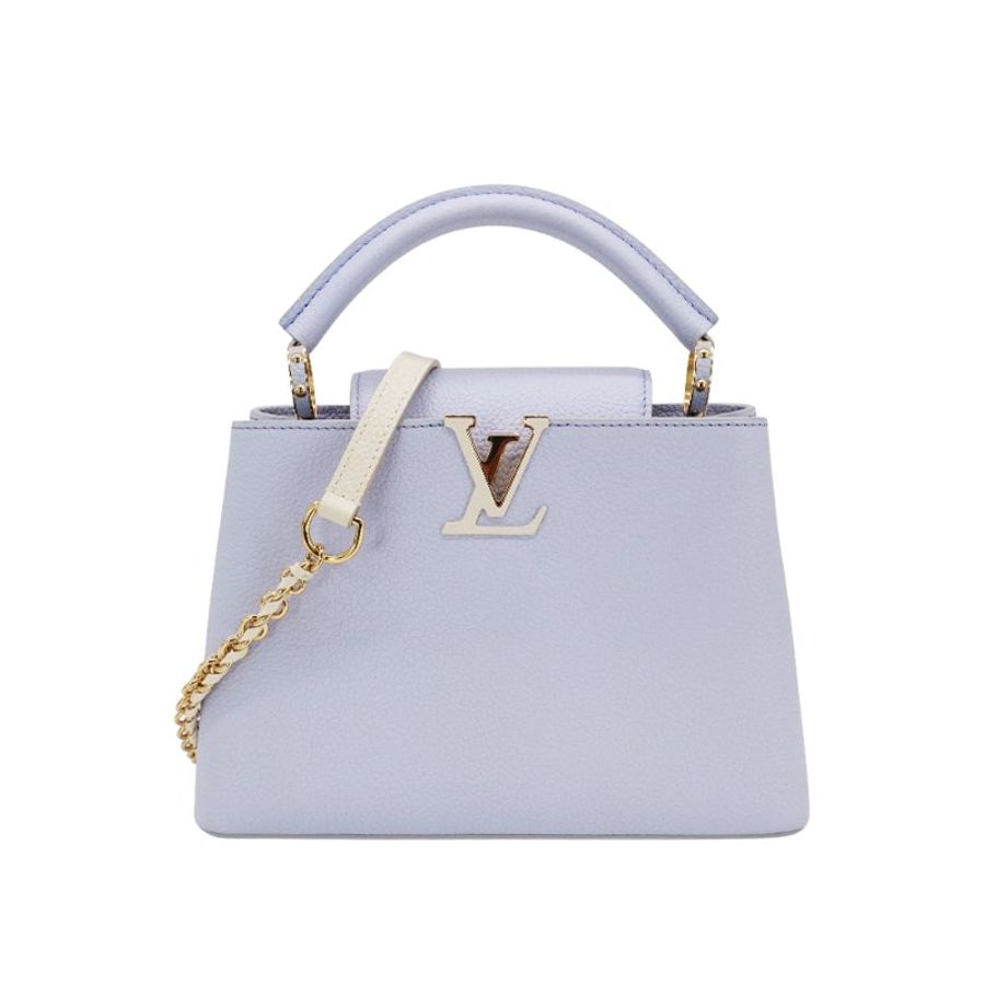 Louis Vuitton 展示品 Capucines BB 皮革金飾LV掀蓋手提斜背包(M59512-淡紫)-1