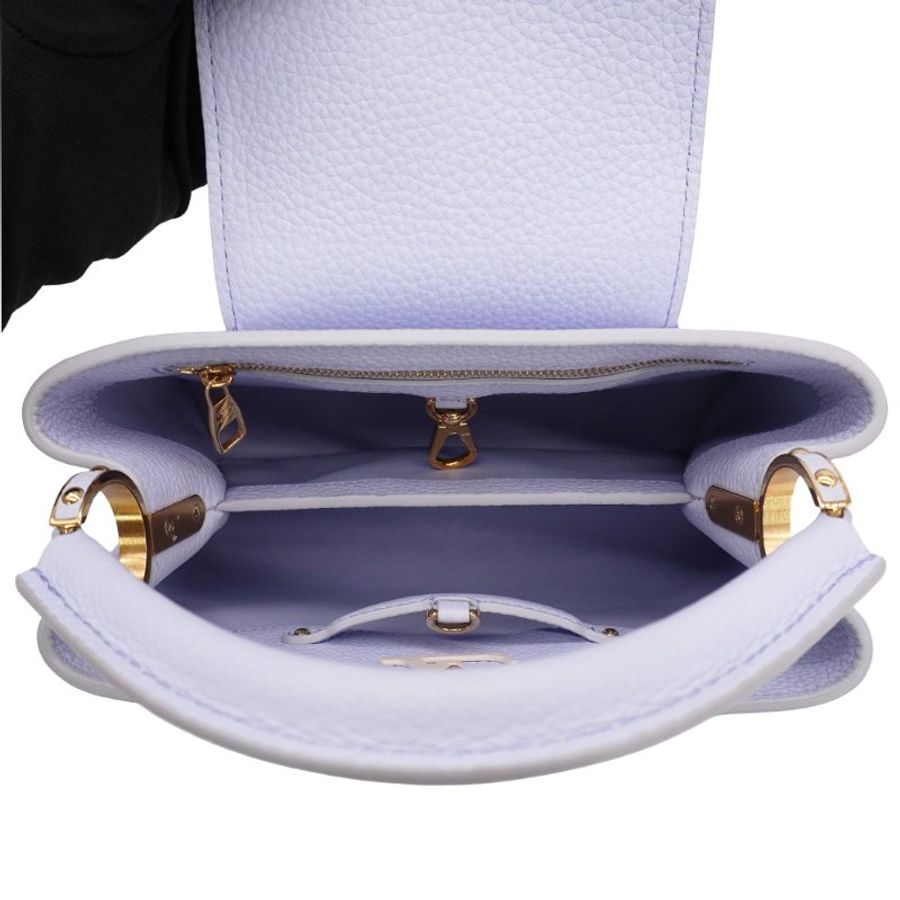 Louis Vuitton 展示品 Capucines BB 皮革金飾LV掀蓋手提斜背包(M59512-淡紫)-5