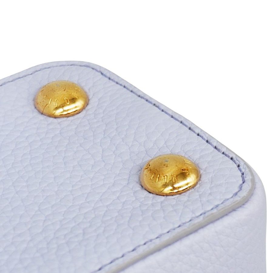 Louis Vuitton 展示品 Capucines BB 皮革金飾LV掀蓋手提斜背包(M59512-淡紫)-7