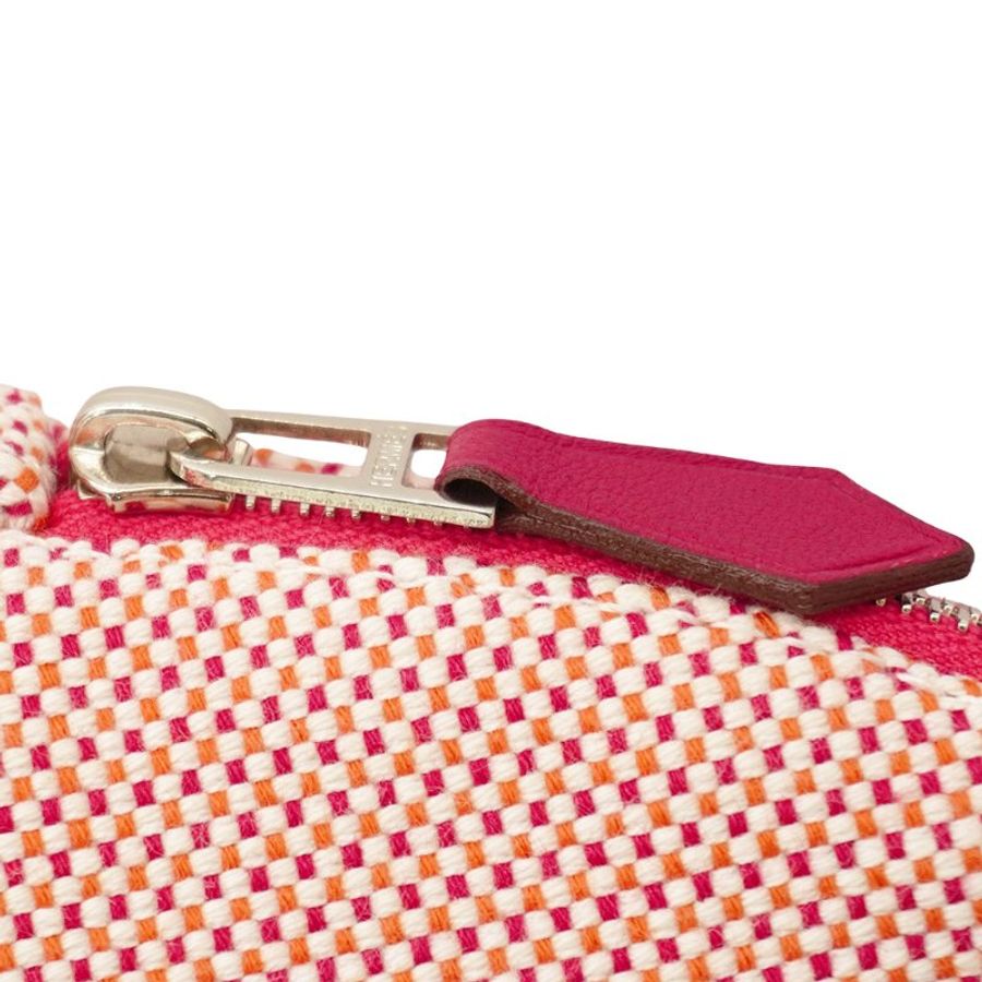 Hermes 展示品 Bolide Crazy H 刺繡帆布收納包(橙/覆盆子)-5