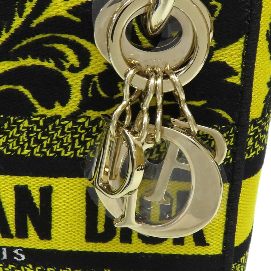 黑/黃色線繡Lady Dior Mini兩用包【Dior 迪奧】-5