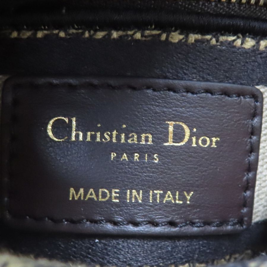 棕色線繡豹紋 Lady Dior Mini 兩用包【Dior 迪奧】-7