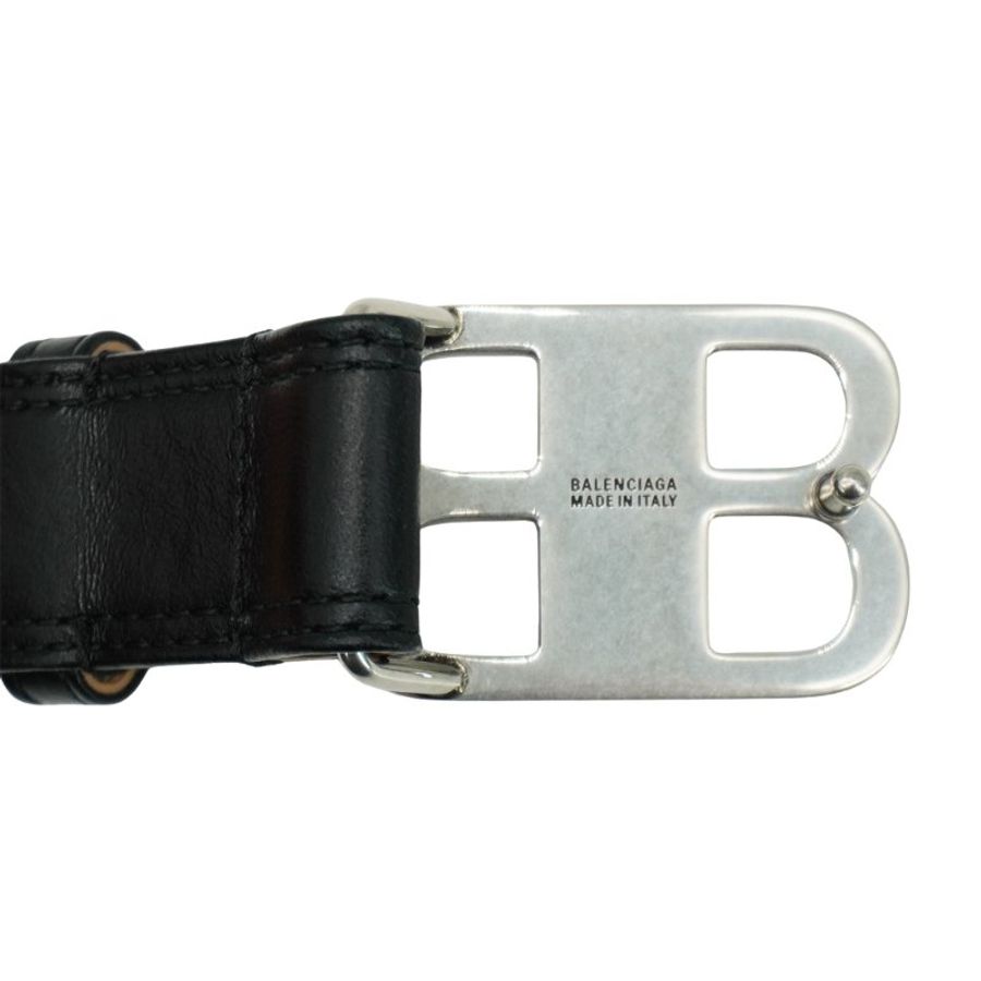 Balenciaga 牛皮品牌logo銀釦皮帶 (810728-銀)-2