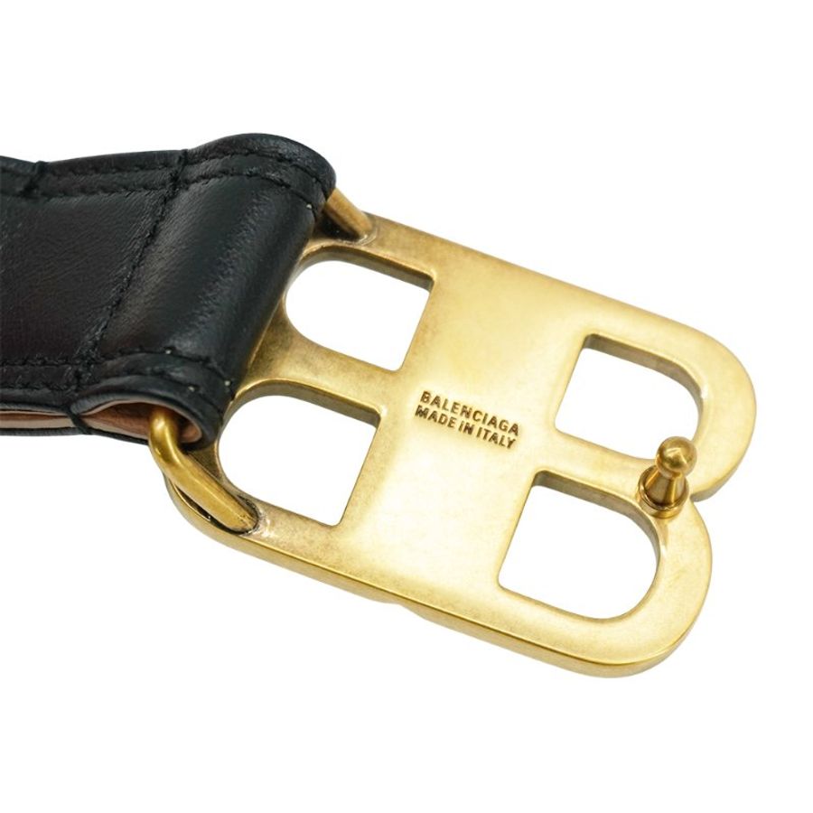 Balenciaga 牛皮品牌logo金釦皮帶(810728-金)-2