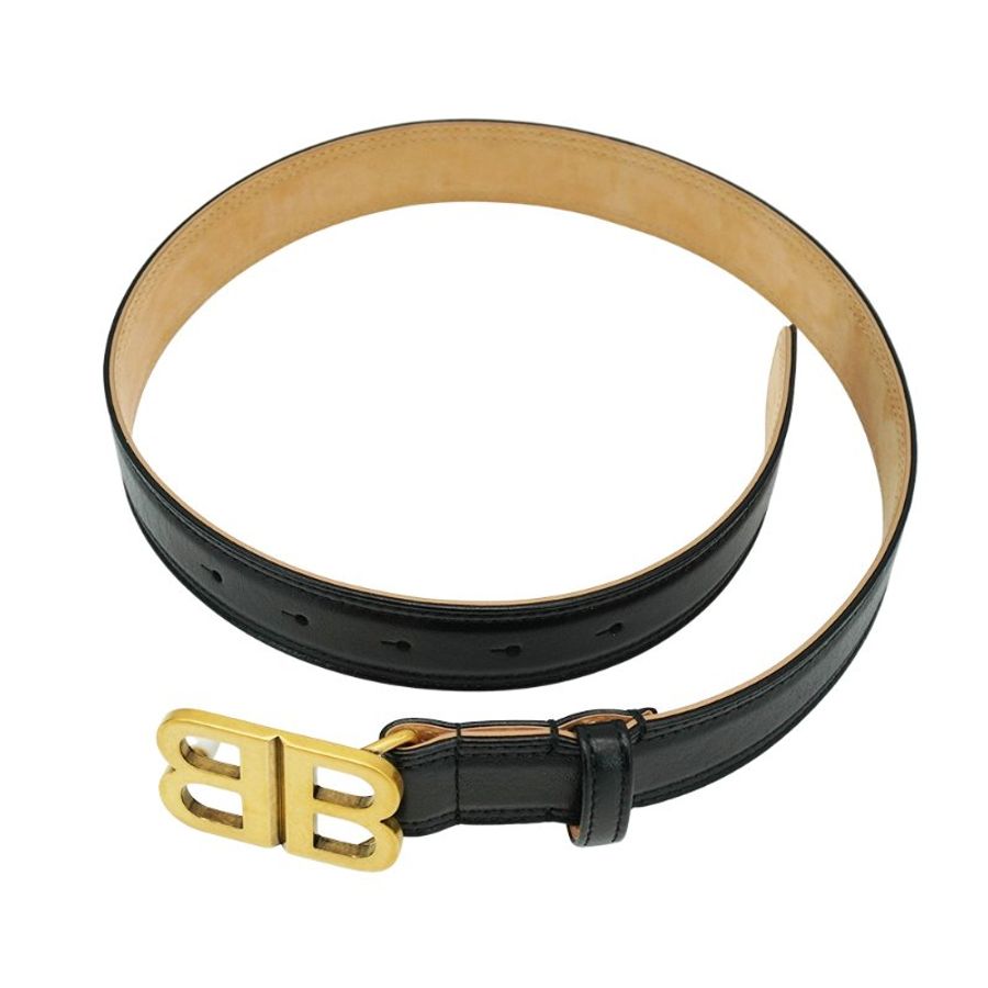 Balenciaga 牛皮品牌logo金釦皮帶(810728-金)-4