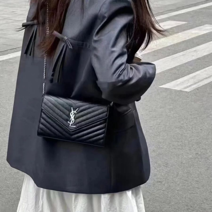 「JL精品代購」 極新 Ysl 魚子醬信封包Woc 鏈條包-2