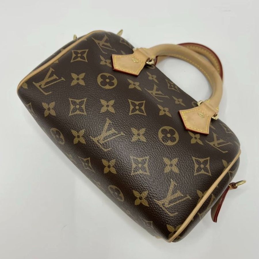 LV 老花speedy20手提肩背斜背包20.5*14*12 芯片款  99新配件塵袋鑰匙鎖-3