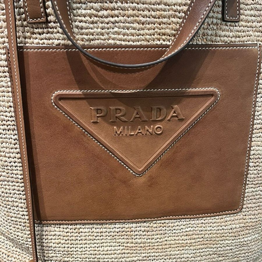 Prada 皮革標誌鉤針TOTE BAG-3