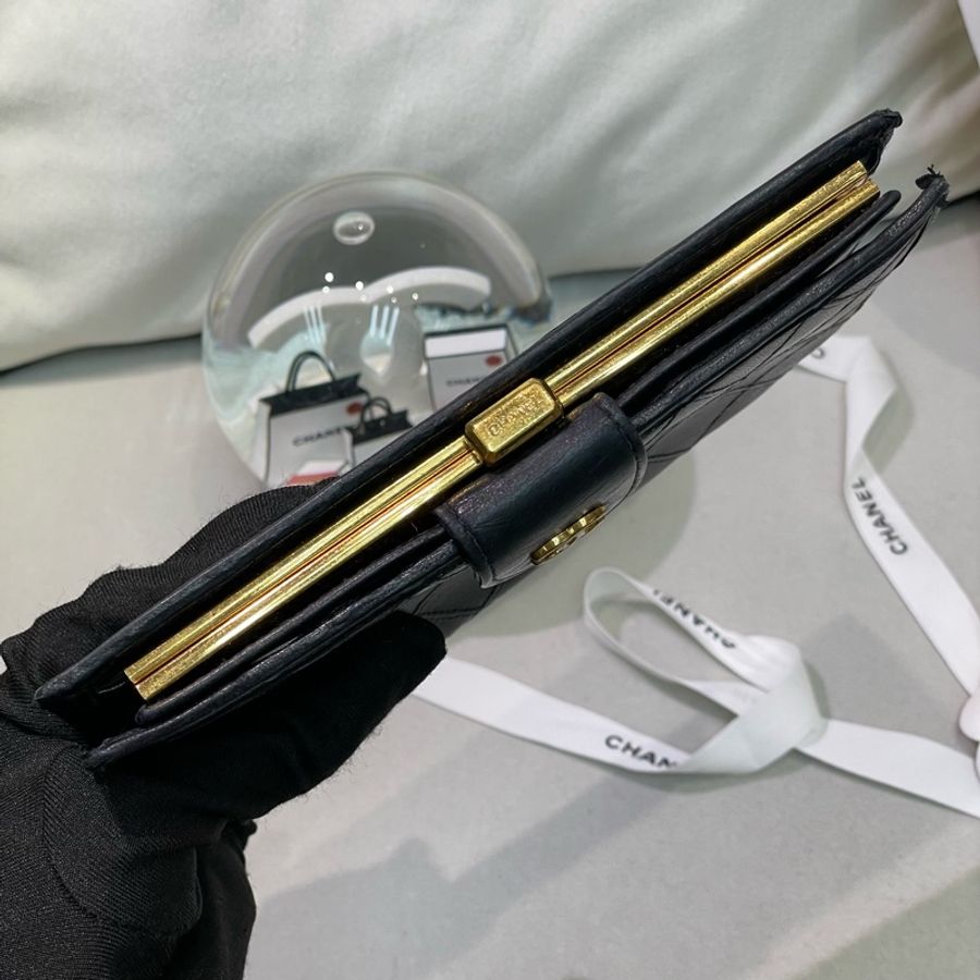 Chanel 香奈兒 中古黑色菱格長夾 XB345-10