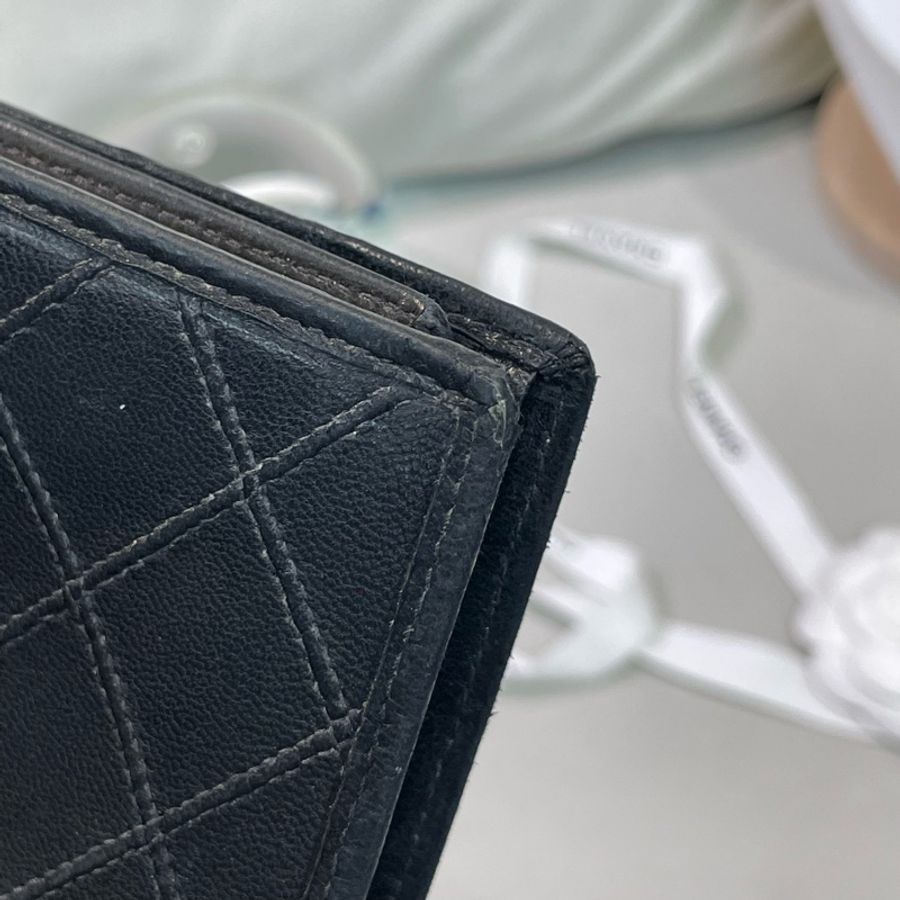 Chanel 香奈兒 中古黑色菱格長夾 XB345-13