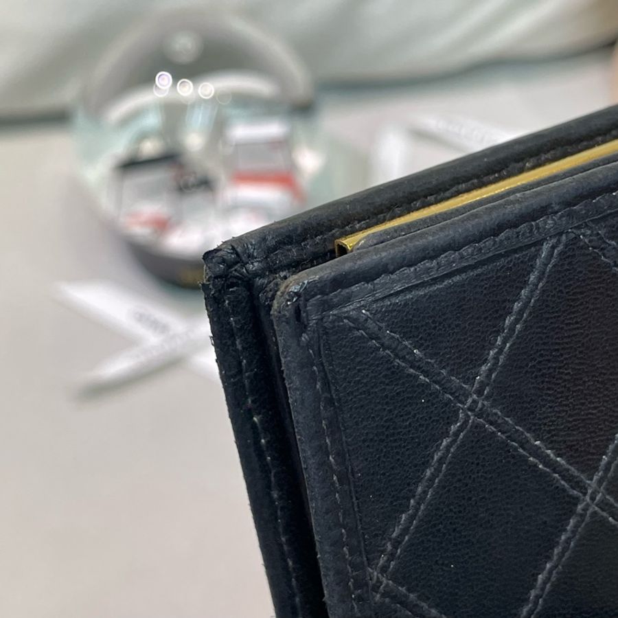 Chanel 香奈兒 中古黑色菱格長夾 XB345-14