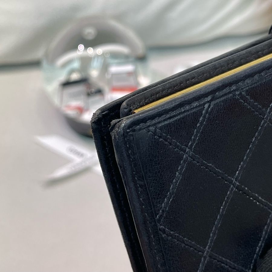 Chanel 香奈兒 中古黑色菱格長夾 XB345-42