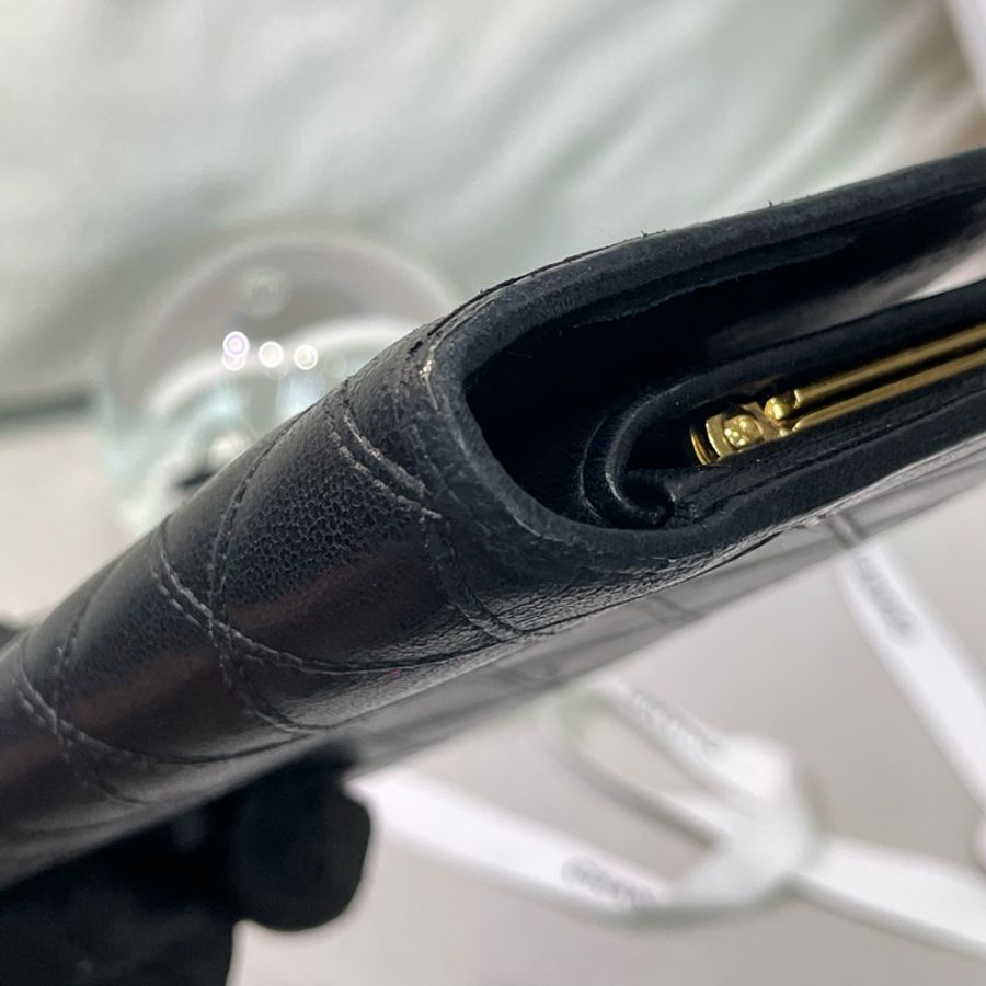 Chanel 香奈兒 中古黑色菱格長夾 XB345-45