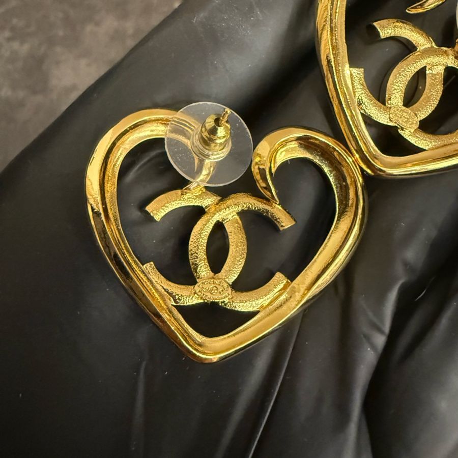 CHANEL大尺寸愛心水鑽耳環(耳釘)-3