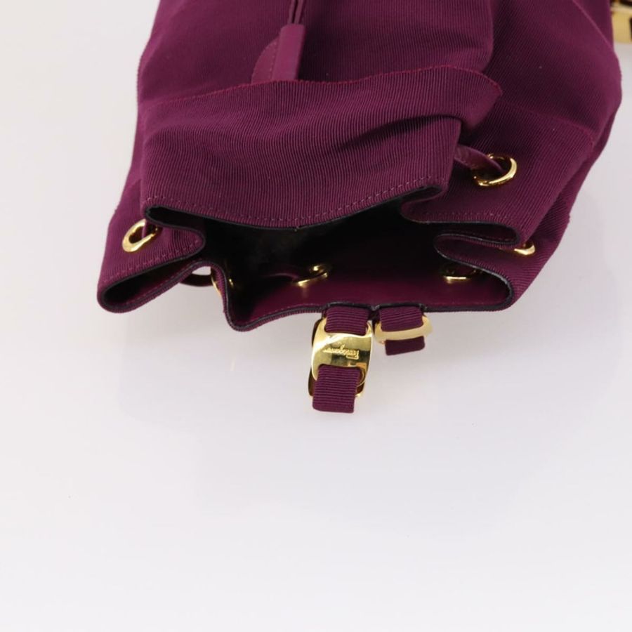 【日本直送】Salvatore Ferragamo 鏈條背包 帆布 紫色 金飾 正品 gh681-5