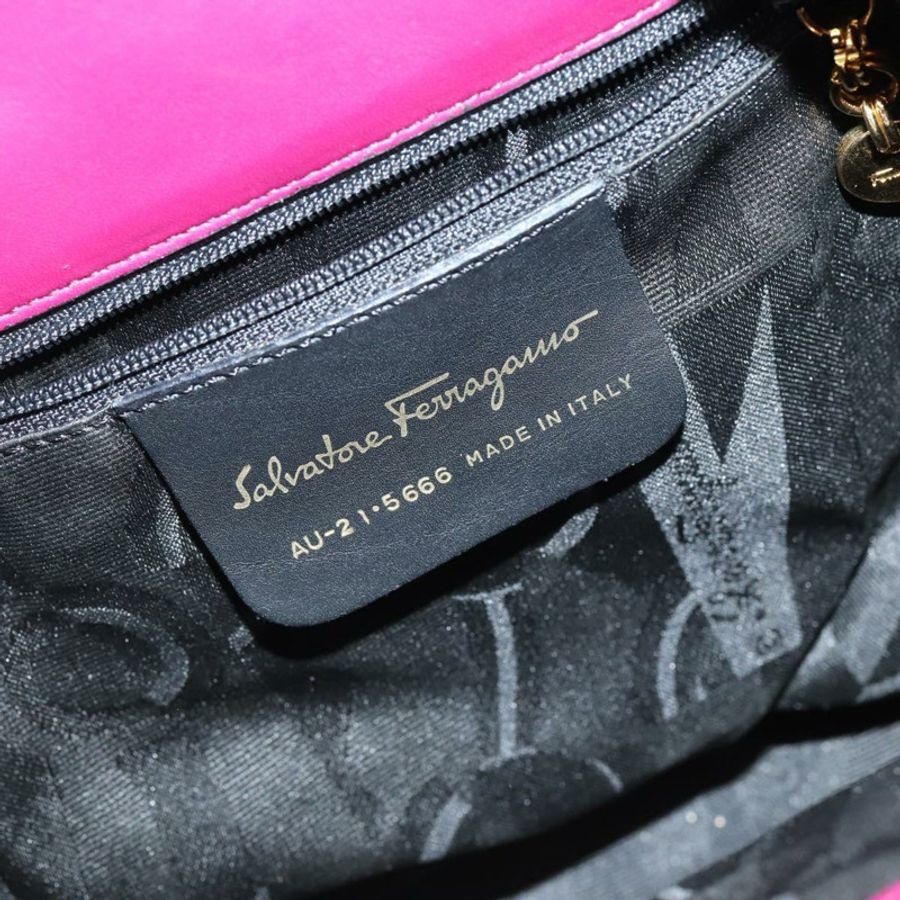 【日本直送】Salvatore Ferragamo 鏈條背包 帆布 紫色 金飾 正品 gh681-11