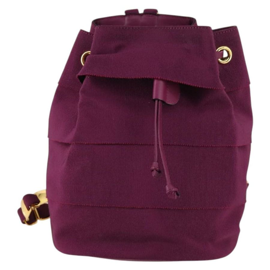 【日本直送】Salvatore Ferragamo 鏈條背包 帆布 紫色 金飾 正品 gh681-12