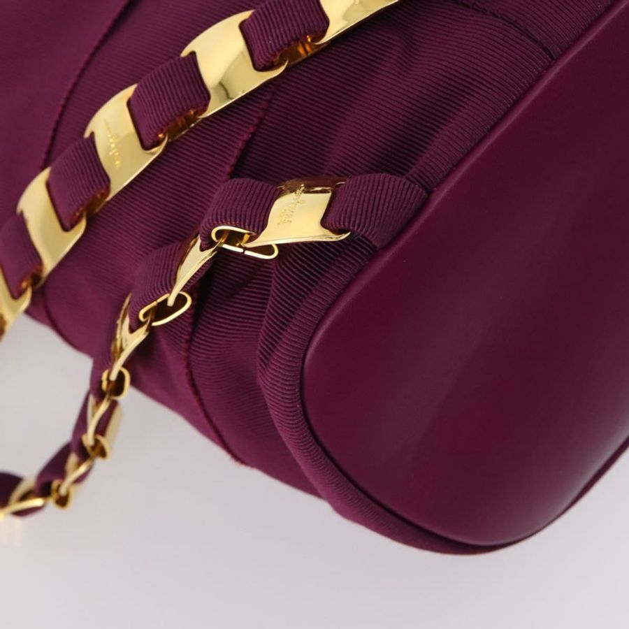 【日本直送】Salvatore Ferragamo 鏈條背包 帆布 紫色 金飾 正品 gh681-15