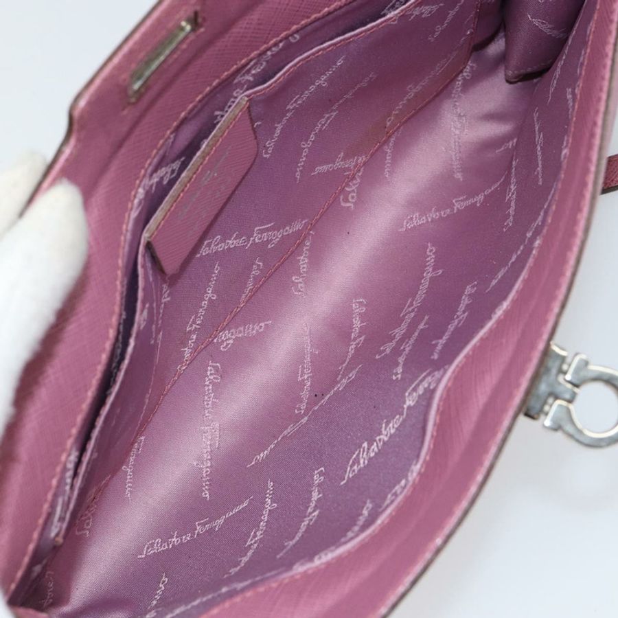 【日本直送】Salvatore Ferragamo Gancini 肩包 皮革 粉紅色 銀色 正品 bs29685-9