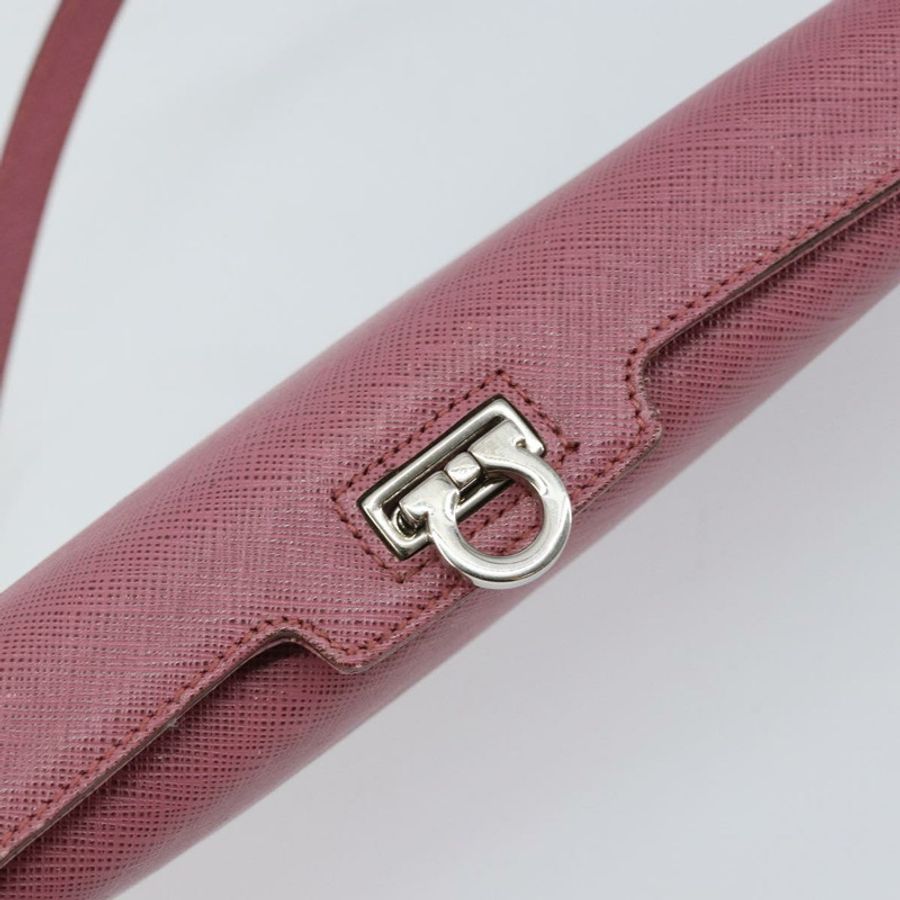 【日本直送】Salvatore Ferragamo Gancini 肩包 皮革 粉紅色 銀色 正品 bs29685-16