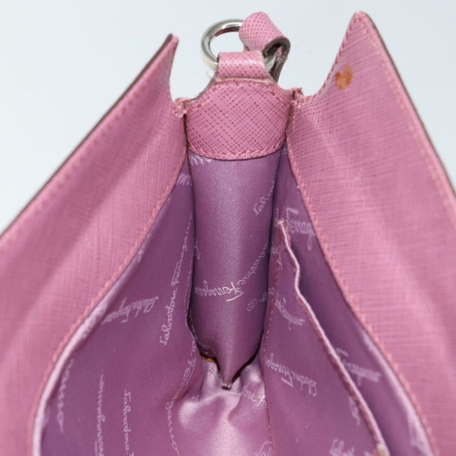 【日本直送】Salvatore Ferragamo Gancini 肩包 皮革 粉紅色 銀色 正品 bs29685-18