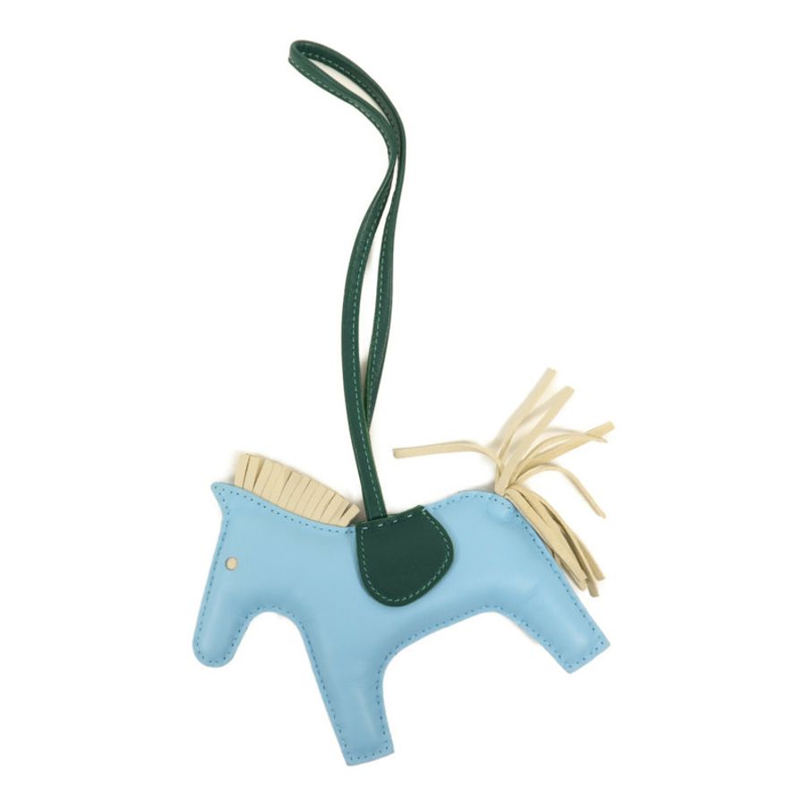 HERMES Milo皮革Rodeo MM掛飾Bleu Atoll-2