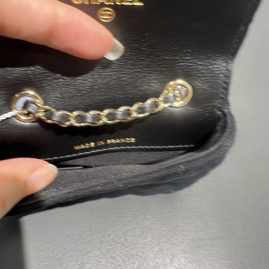 CHANEL 鏈條腰帶單肩包錢包迷你 斜挎包 Matrasse 黑色帆布-4